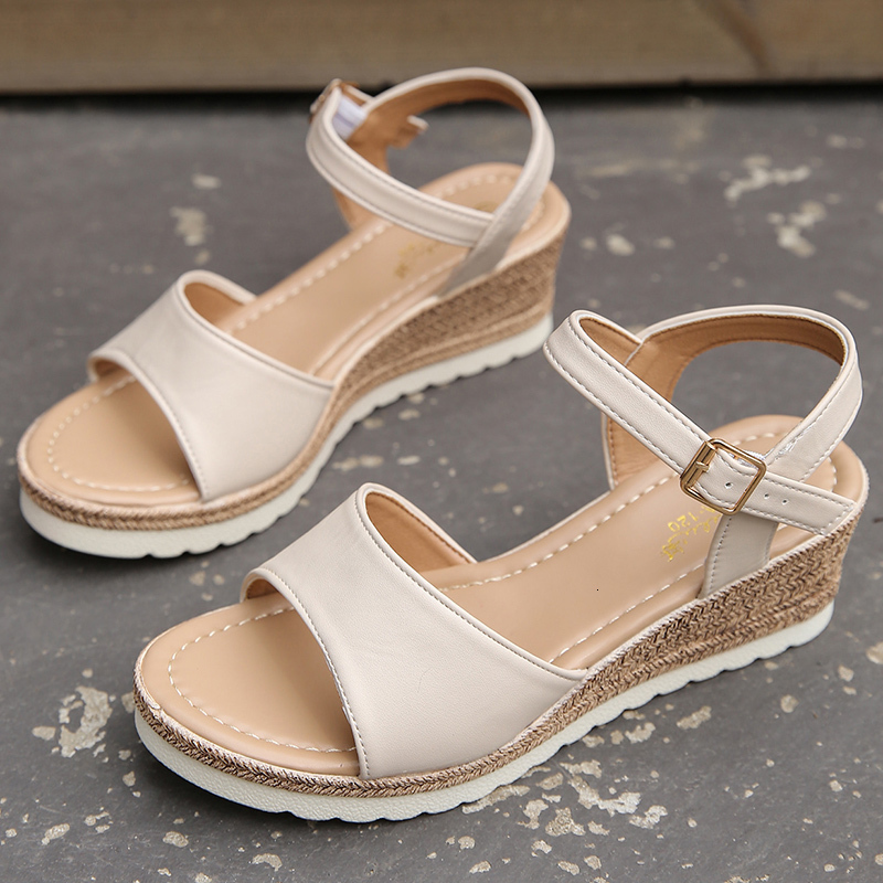 Sandals Lucyever Ankle Buckle Wedges Sandals for Women Summer Patchwork Platform Sandles Woman Thick Sole Gladiator Sandalias Mujer 230523