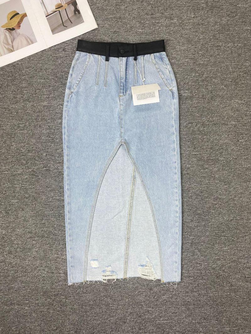 Women's Jeans Women Irregular Front Slit Design Cut Denim Skirt 2023 Fashion High Waisted Slim Long