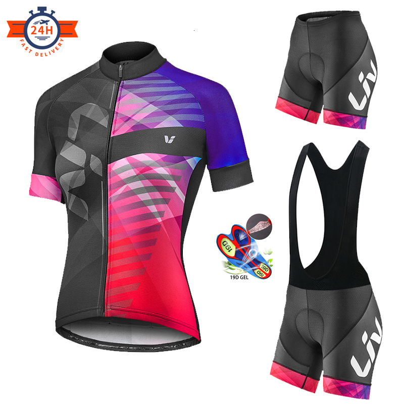 Cycling Jersey Sets LIV Women Cycling Jersey Set Summer Breathable Short Sleeve Cycling Clothing Quick-Dry MTB Bike Cycling Clothes Suit 230523