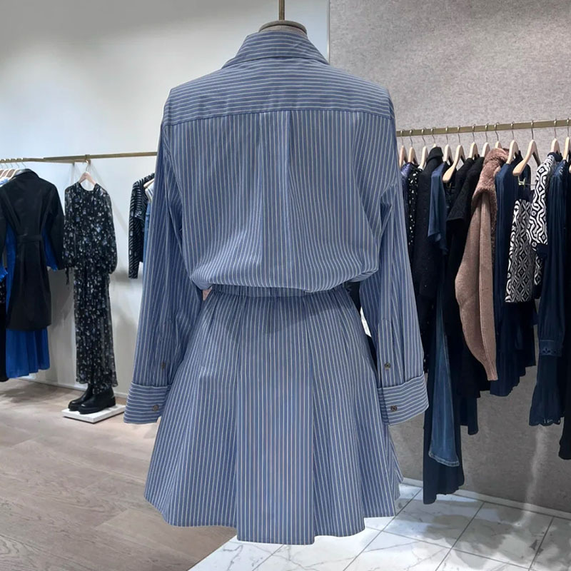 Casual Dresses S-andro Shirt Collar Striped Dress New
