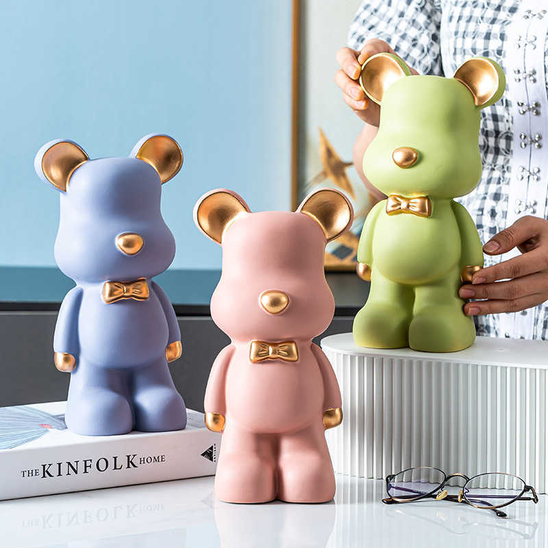 Decorative Objects Figurines 2023 Sculpture Violent Bear Statue Piggy Bank Money Boxes Ornament Desk Accessories Kids Toys Christmas Gift Home Decor G
