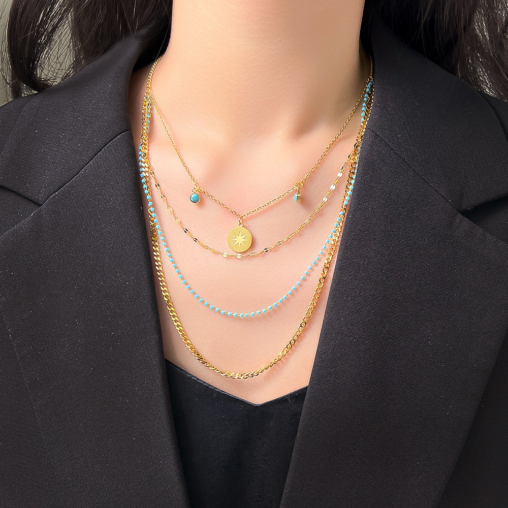 Popular Bohemian Style Evil Eye Necklace Gold Plated Stainless Steel Jewelry for Gift