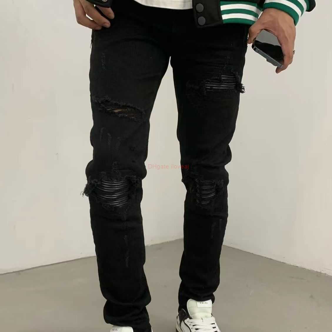 Designer Clothing Amires Jeans Denim Pants Amies High Street Hole Patch Patched Leather Black Fashion Slim Jeans Black White Pleated Patched Mens Trousers Distress
Designer Clothing Amires Jeans Denim Pants Amies High Street Hole Patch Patched Leather Black Fashion Slim Jeans Black White Pleated Patched Mens Trousers Distress