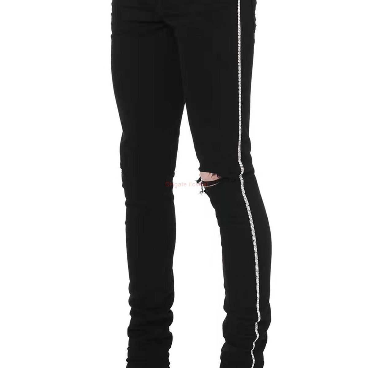 Designer Clothing Amires Jeans Denim Pants Amies 801 Fashion High Street Fashion Brand Black Rhinestone Edge Drill Hole Stretch Slim Fit Small Foot Jeans for Men Wome
Designer Clothing Amires Jeans Denim Pants Amies 801 Fashion High Street Fashion Brand Black Rhinestone Edge Drill Hole Stretch Slim Fit Small Foot Jeans for Men Wome
