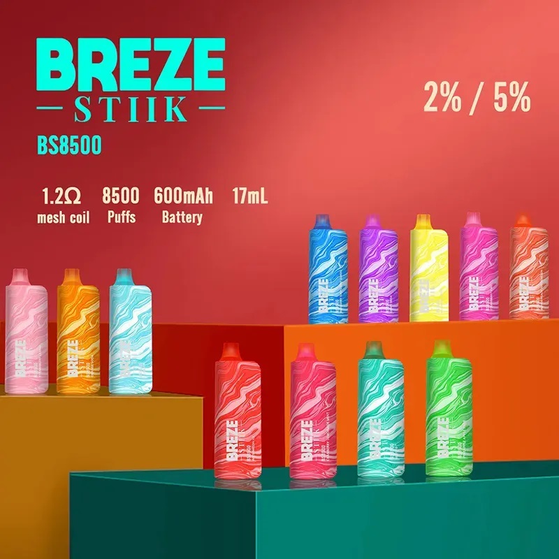 

Original Breze Stiik BS8500 Puffs E Cigarettes 2%/5% Mesh Coil Disposable Vape Pen With 600mAh Rechargeable Battery 17ml Breeze Pro Edition 2000