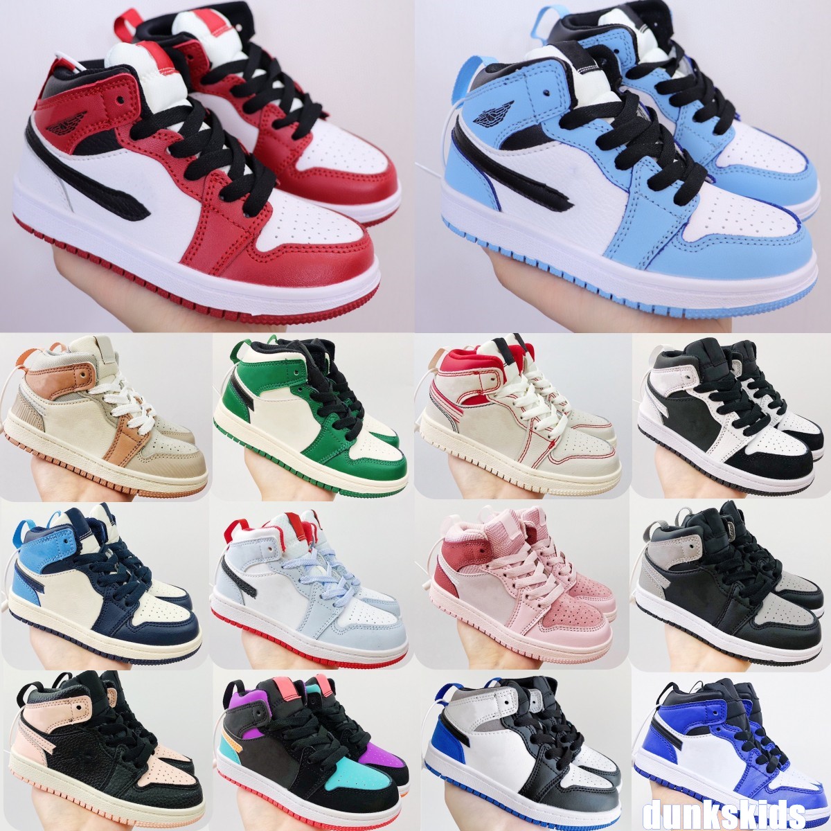 kids shoes Jumpman 1 1s Toddler Sneakers boys basketball shoe Children black mid sneaker Chicago designer University blue trainers baby pink kid youth shoe