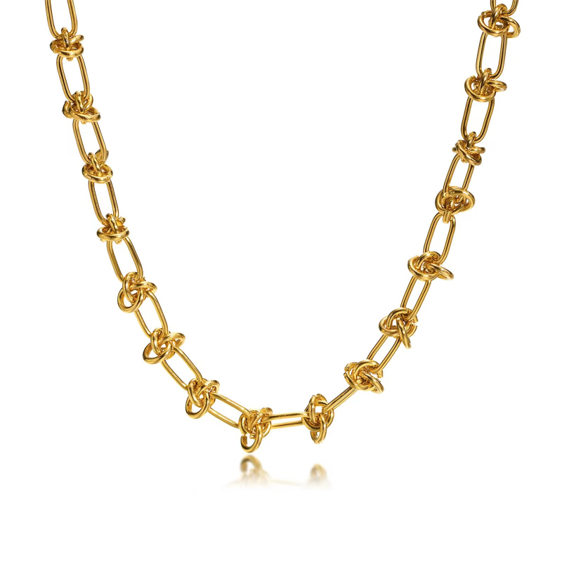 Street Style Gold and Silver Stainless Steel Chain Necklace Bracelet for Lovers