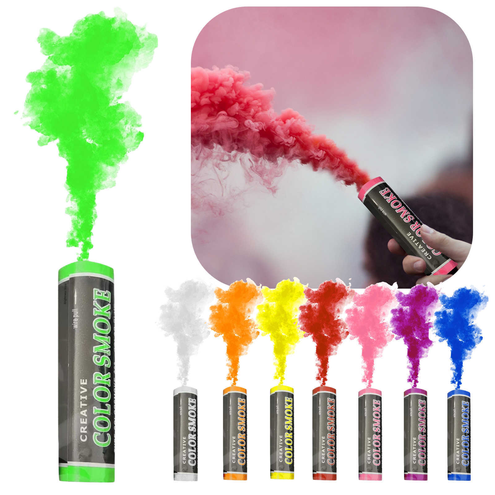Colorful Effect Smoke Tube Bottle Studio Car Photography Toy Wedding Halloween Spray-supplies Bomb Smoke-stick-props Party Spray
Colorful Effect Smoke Tube Bottle Studio Car Photography Toy Wedding Halloween Spray-supplies Bomb Smoke-stick-props Party Spray