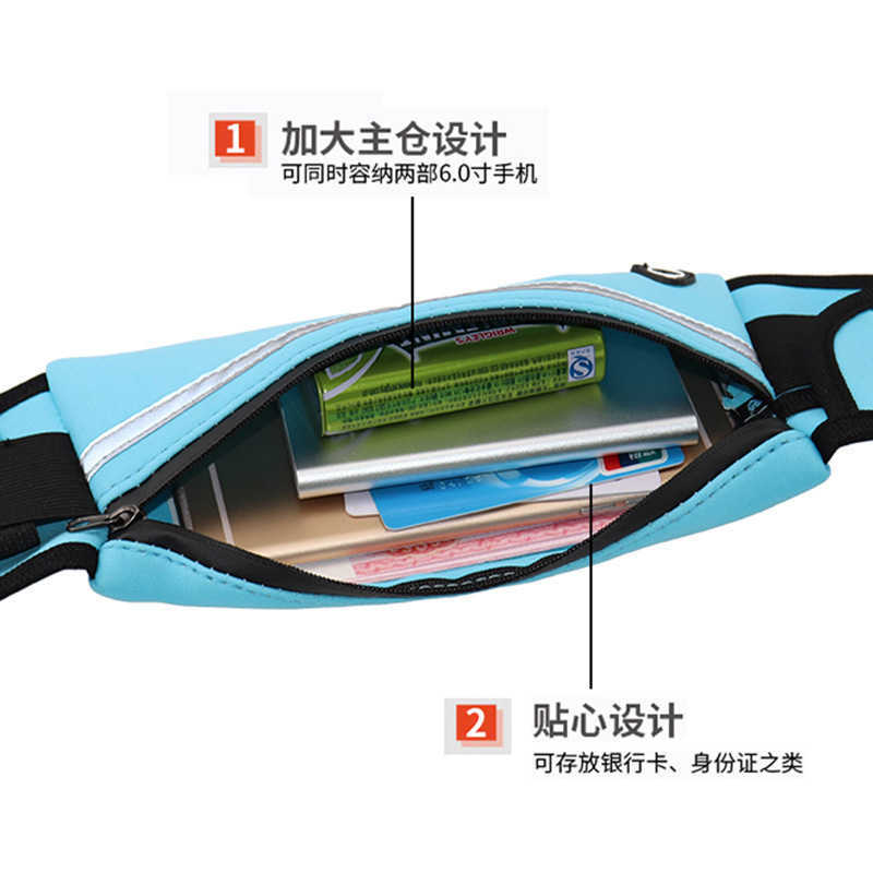 Running Belt Fanny Pack Reflective Waist Bag Sports Mens and Womens Outdoor Multi Functional Waterproof Invisible Small Kettle Mobile Phone 230523