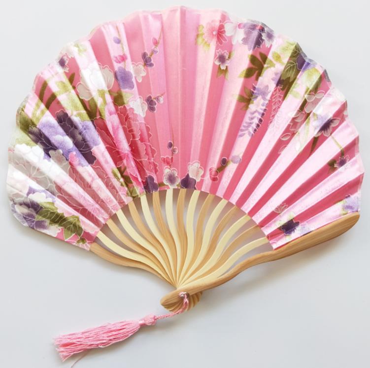 Chinese Japanese Style Hand Held Fans Personalized Pattern Silk Printed Bamboo Folding Fans Handheld Wedding Hand Fan SN4160