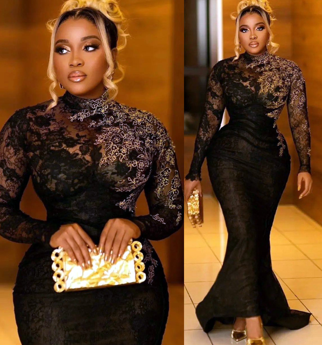 May 2023 Aso Ebi Black Mermaid Prom Lace Sexy Evening Formal Party Second Reception Birthday Engagement Gowns Dress Robe De Soiree Zj194 Lz0304