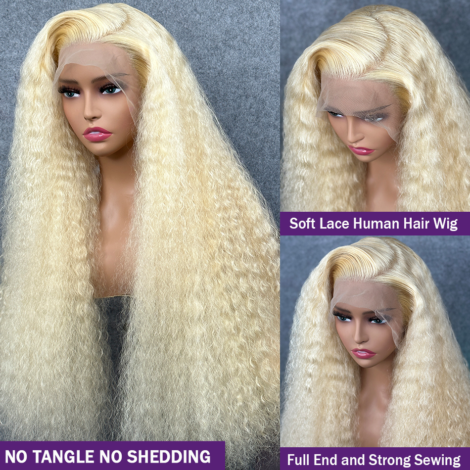 40inches long 613 Lace Frontal Wig Deep Wave 13x4 Blonde Lace Front Wig Human Hair Pre Plucked HD Lace Curly Wig Synthetic