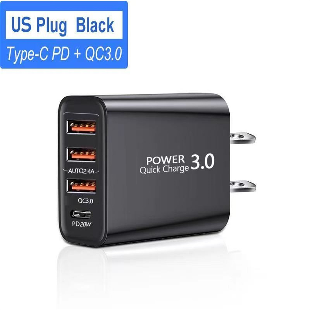 High Speed Quick Charging PD USB C Wall Charger 4 Ports Type c Power Adapter Eu US Plugs For IPhone 12 13 14 15 pro max Samsung S22 S23 Huawei htc lg 