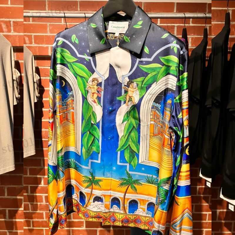 Men's Casual Shirts High Quality Silk CASABLANCA Shirts Cupid Castle Print Long Sleeved Tops Beach Holiday Hawaiian Shirt for Menwomen T230523, 14
Men's Casual Shirts High Quality Silk CASABLANCA Shirts Cupid Castle Print Long Sleeved Tops Beach Holiday Hawaiian Shirt for Menwomen T230523, 14