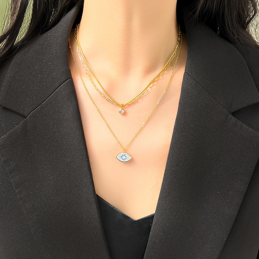Popular Bohemian Style Evil Eye Necklace Gold Plated Stainless Steel Jewelry for Gift