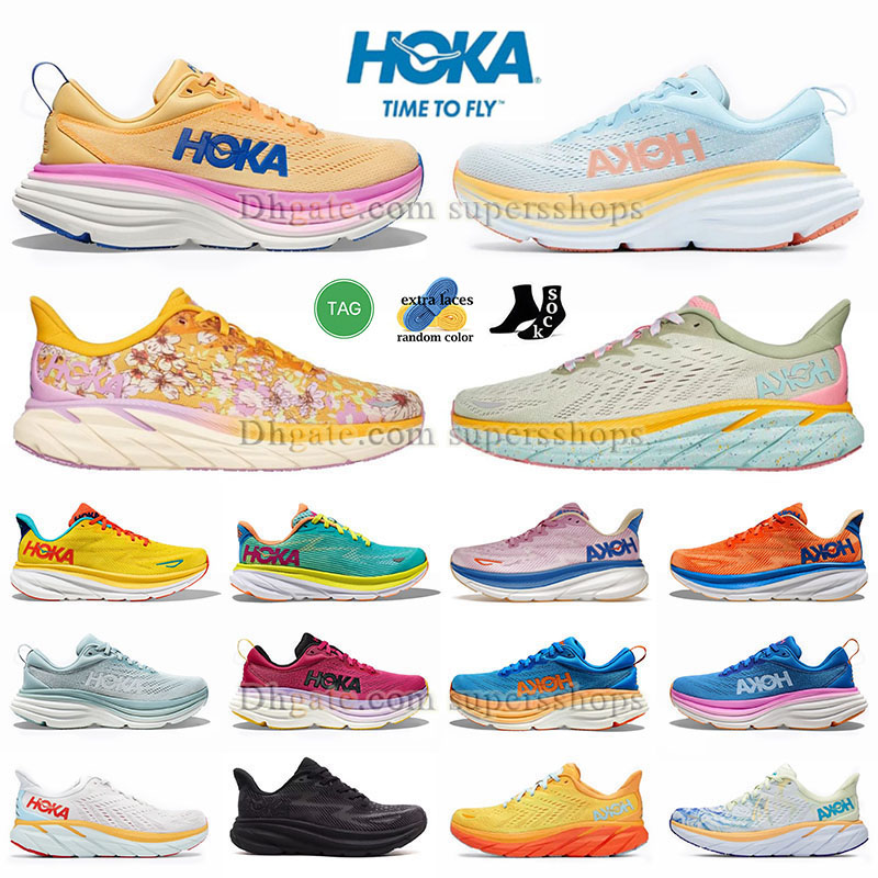 Free Ship Hokas Running Shoes Clifton 8 Hoka One One Free Prople Tops Sneaker Bondi 8 Clifton 9 Pink Movement Orange Green Pink Grey Black and White Trainers Size 13 12 47