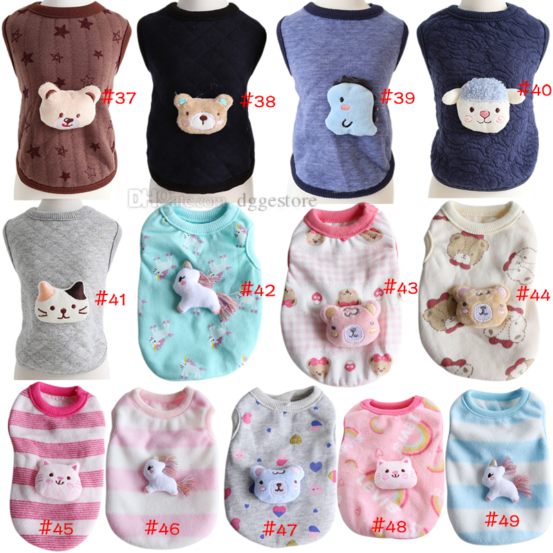 Warm Shirts for Dog Rabbit Cat Bunny Clothes with Lamb Unicorn Bear Pattern Cute Soft Cotton Sweater Comfortable Pet Costume Boy Girl Kitten Puppy XXS