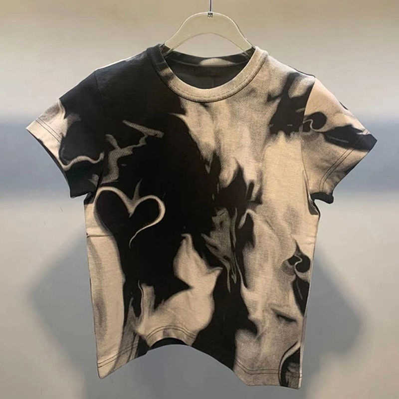 American tie dyed short sleeved T-shirt for women's 2023 summer new niche design trendy brand short spicy girl aw, Main color
American tie dyed short sleeved T-shirt for women's 2023 summer new niche design trendy brand short spicy girl aw, Main color