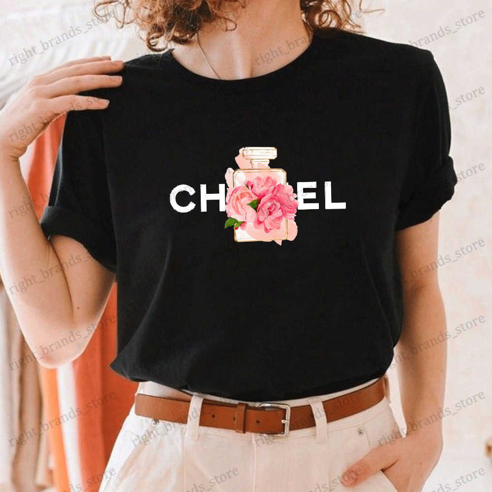 Women's T-Shirt Women Summer T-Shirt Alphabet Flowers Perfume Print 100% Cotton Luxury Short Sleeve Tee Solid Color Wearable Street Y2K Top T230523, Black3
Women's T-Shirt Women Summer T-Shirt Alphabet Flowers Perfume Print 100% Cotton Luxury Short Sleeve Tee Solid Color Wearable Street Y2K Top T230523, Black3