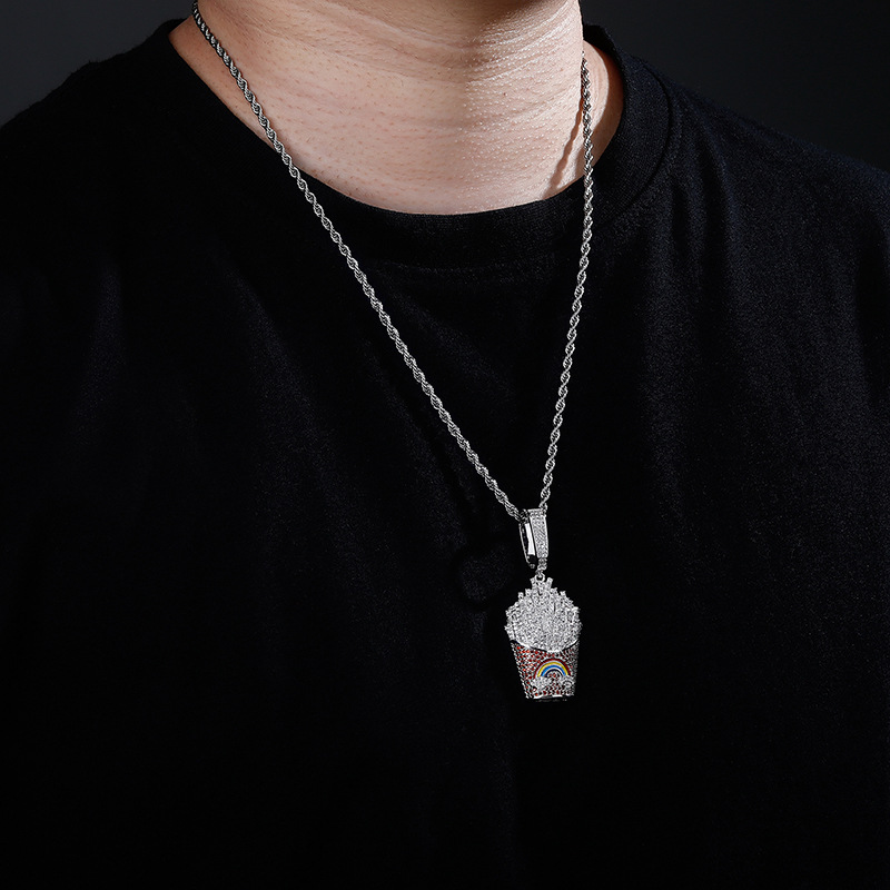 Hip Hop Solid Chip Pendant Necklace Men Women Lover Couple Childen Jewelry Gift