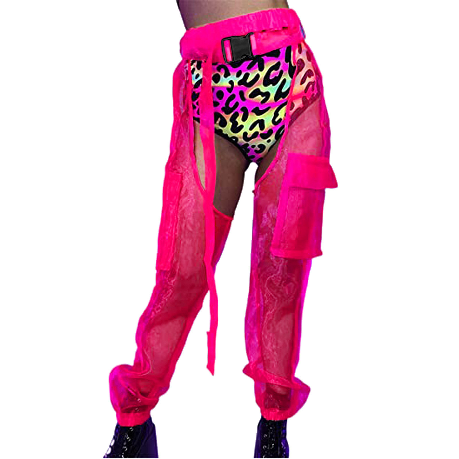 Women' Pants Women Long Chaps Elastic High Waist Buckles Jogger Pants Transparent Mesh Crotch Pants Streetwear Girls' Y2k Clothing, Black
Women' Pants Women Long Chaps Elastic High Waist Buckles Jogger Pants Transparent Mesh Crotch Pants Streetwear Girls' Y2k Clothing, Black