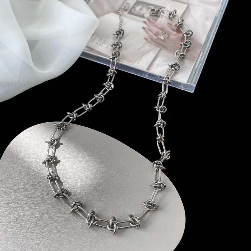 Street Style Gold and Silver Stainless Steel Chain Necklace Bracelet for Lovers