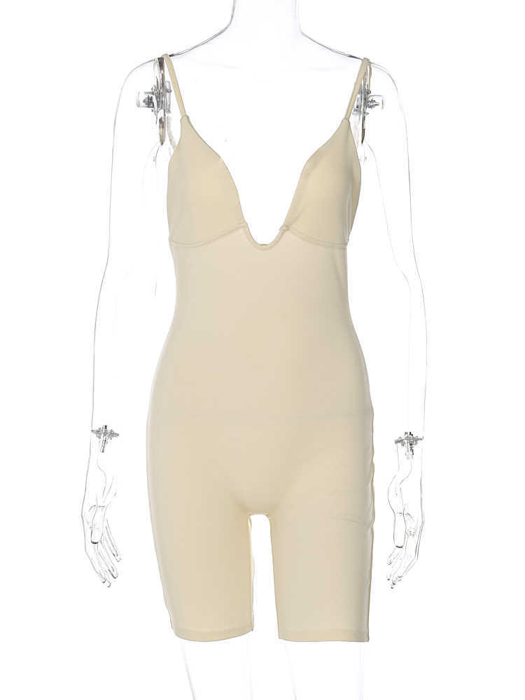 New Deep V Neck Backless Solid Sexy Bodycon Y2K Playsuit 2023 Spring Summer Women Clothes Streetwear Gym Romper Overalls