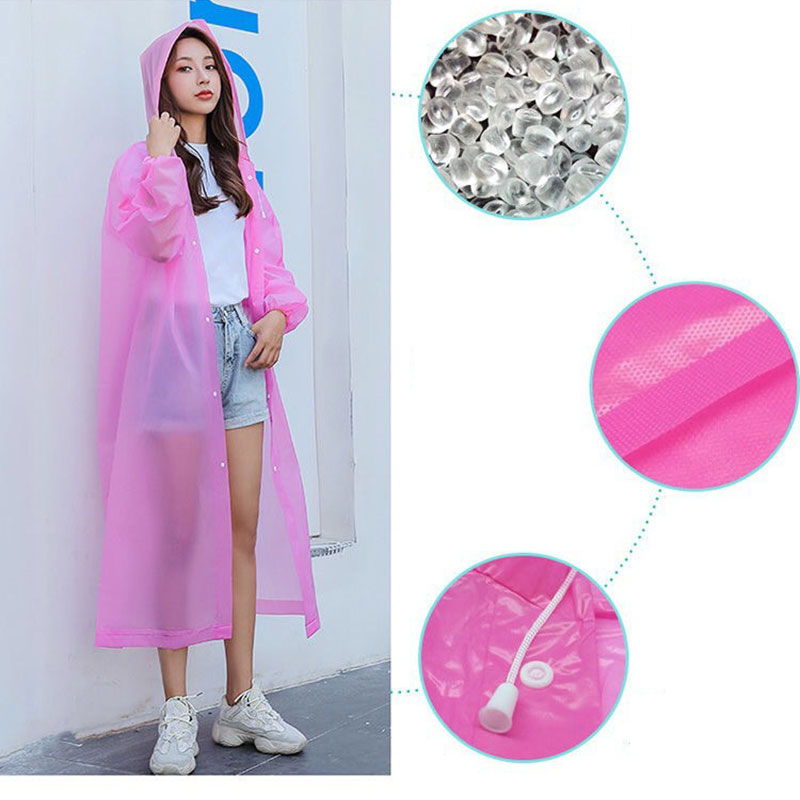 Raincoats Reusable EVA Hooded Rain Coat Unisex Waterproof Long Windproof Poncho Outdoor Hiking Camping Transparent Fashion Portable Rainwear