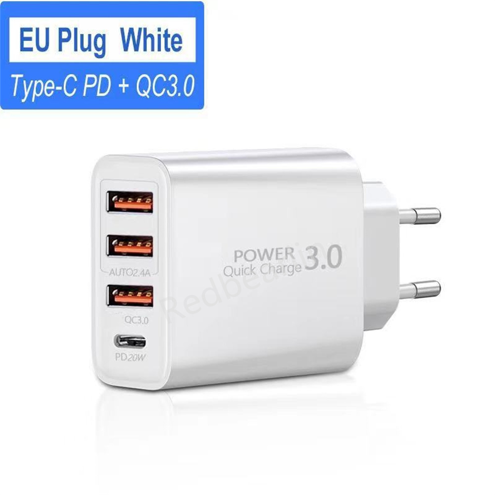 High Speed Quick Charging PD USB C Wall Charger 4 Ports Type c Power Adapter Eu US Plugs For IPhone 12 13 14 15 pro max Samsung S22 S23 Huawei htc lg 