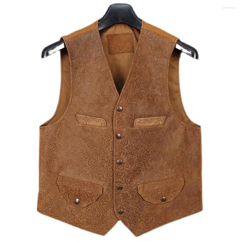 Men's Vests Summer Style Mans Cow Leather Suit Vest Coat Flower Carved Genuine Travel Waistcoat Man Wedding Tanks Weskit European
Men's Vests Summer Style Mans Cow Leather Suit Vest Coat Flower Carved Genuine Travel Waistcoat Man Wedding Tanks Weskit European