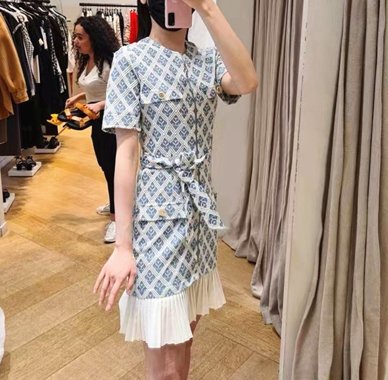 Casual Dresses S-andro Hollow Embroidery Lace-up Waist Zipper Dress New
