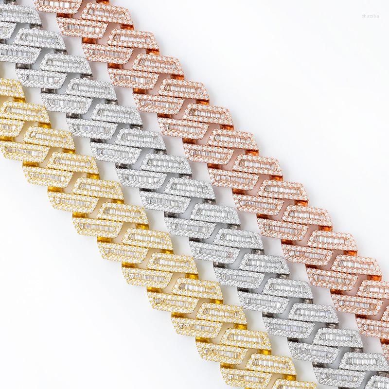 Chains Hip Hop 17.5mm Full Moissanite Cuban Necklace Miami Iced Ladder Square Lab Dia Chain Necklaces Sier White Gold Plated