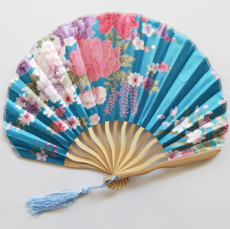 Chinese Japanese Style Hand Held Fans Personalized Pattern Silk Printed Bamboo Folding Fans Handheld Wedding Hand Fan SN4160