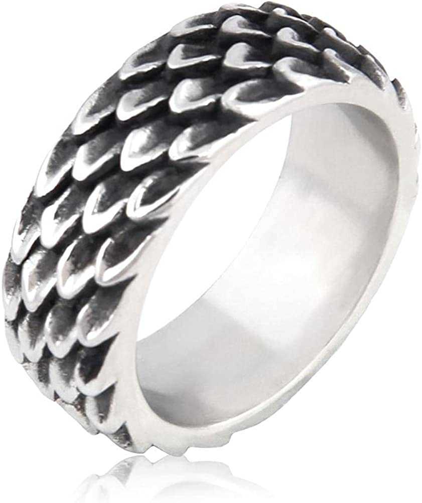 Viking Dragon Scales Ring Masculinity Unique Norse Stainless Steel Jewelry Antique Silver Hollow Powerful Amulet For Men Men's Rings Women Bijoux