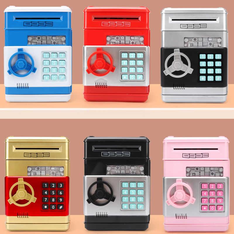 Decorative Objects Figurines Electronic Piggy Bank Safe Box Money Boxes For Children Digital Coins Cash Saving Safe Deposit Mini ATM Machine Kid Xmas 