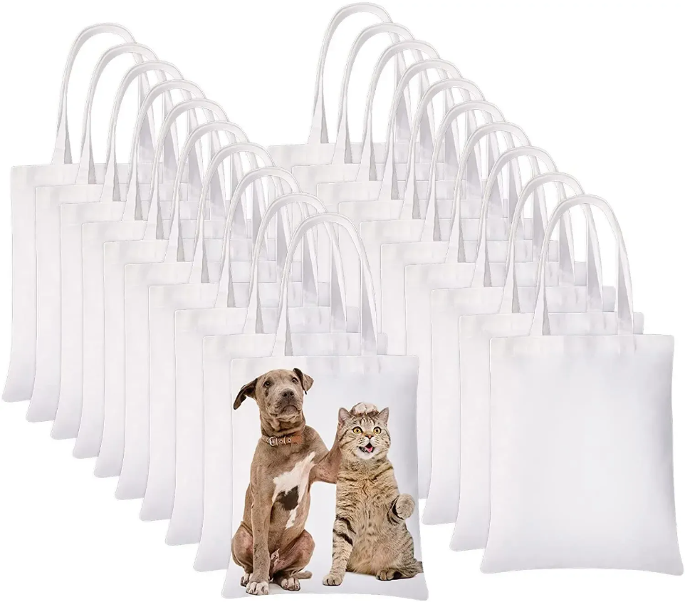 White Sublimation Tote Favor Blank Canvas Grocery Bags For Decorating And DIY Crafting DHL New G0523