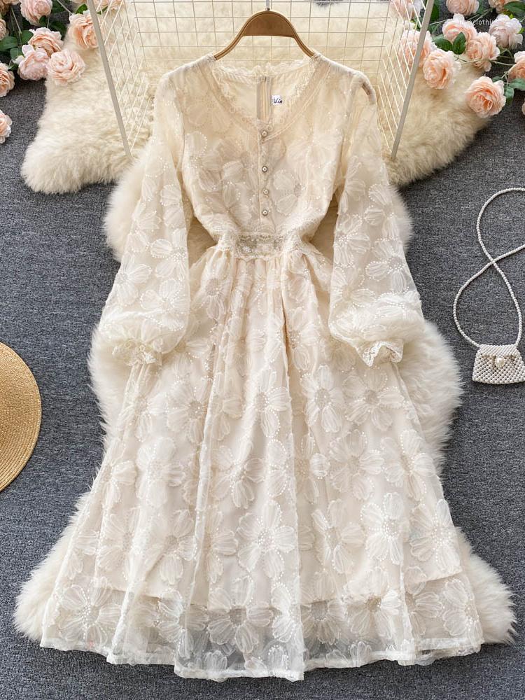 Casual Dresses Women Lace Dress Spring Autumn V Neck Fashion Flower Elegant French Ladies Puff Sleeve A Line Vintage Long Robe, Apricot
Casual Dresses Women Lace Dress Spring Autumn V Neck Fashion Flower Elegant French Ladies Puff Sleeve A Line Vintage Long Robe, Apricot