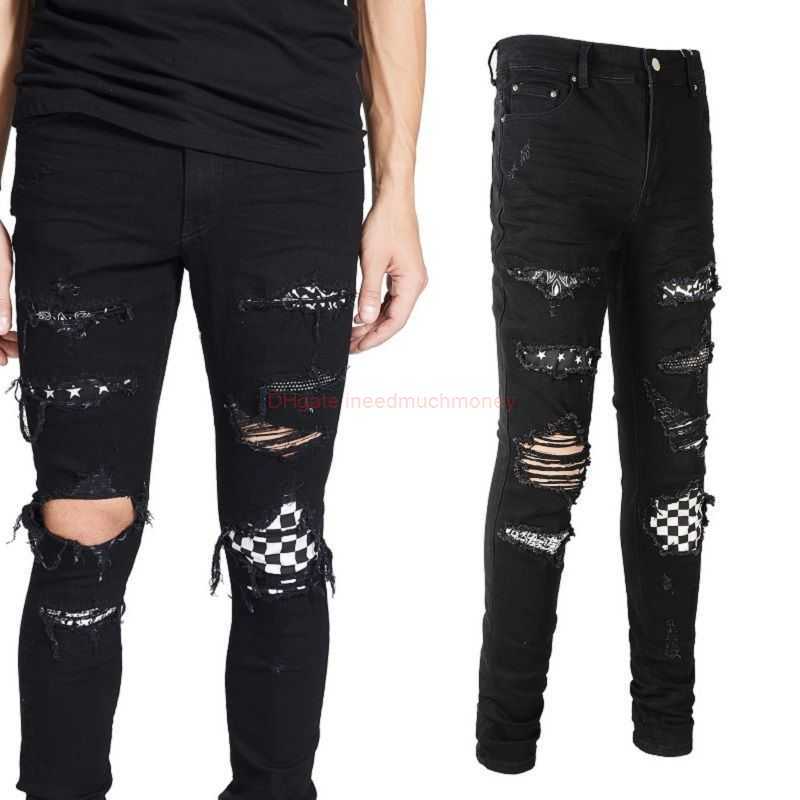 Designer Clothing Amires Jeans Denim Pants Amies 8538 Fashion Brand High Street Broken Jeans Mens 2022 Summer Checker Patch Fashion Slim Fit Pants Distressed Ripped, Black
Designer Clothing Amires Jeans Denim Pants Amies 8538 Fashion Brand High Street Broken Jeans Mens 2022 Summer Checker Patch Fashion Slim Fit Pants Distressed Ripped, Black