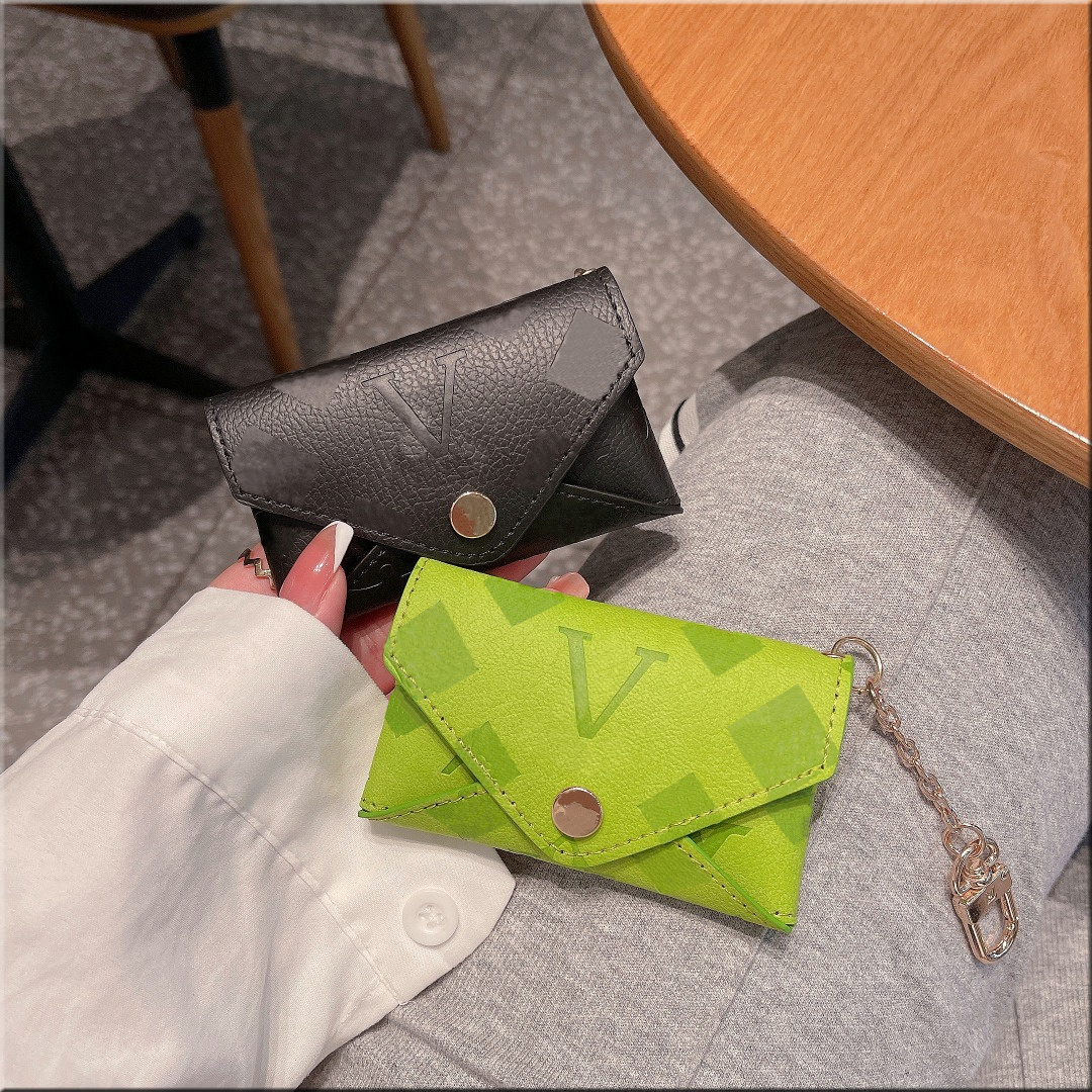 Luxury Trendy Brand Key Bag Premium Zero Wallet Key Bag Metal Zipper Bank Card Storage Bag Printed LikeV Logo Letter