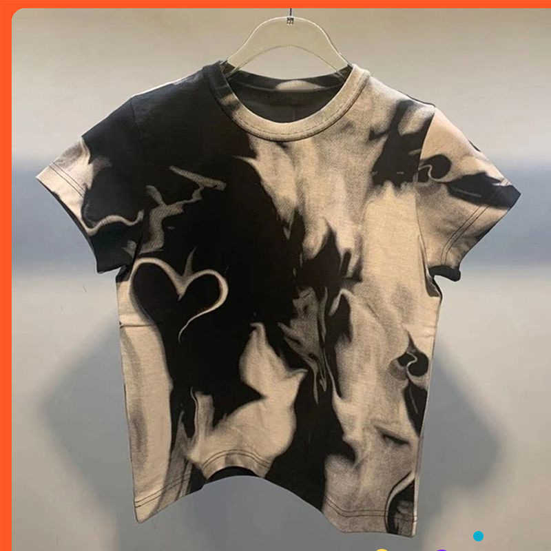 American tie dyed short sleeved T-shirt for women's 2023 summer new niche design trendy brand short spicy girl top, Main color
American tie dyed short sleeved T-shirt for women's 2023 summer new niche design trendy brand short spicy girl top, Main color