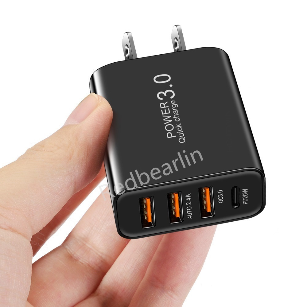 High Speed Quick Charging PD USB C Wall Charger 4 Ports Type c Power Adapter Eu US Plugs For IPhone 12 13 14 15 pro max Samsung S22 S23 Huawei htc lg 