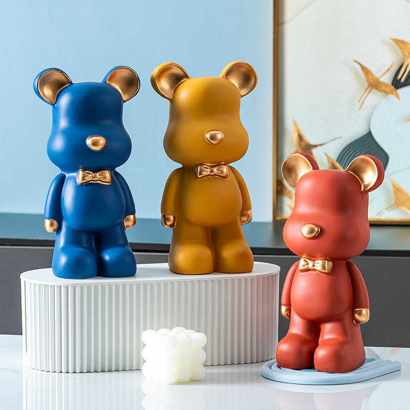 Decorative Objects Figurines 2023 Sculpture Violent Bear Statue Piggy Bank Money Boxes Ornament Desk Accessories Kids Toys Christmas Gift Home Decor G