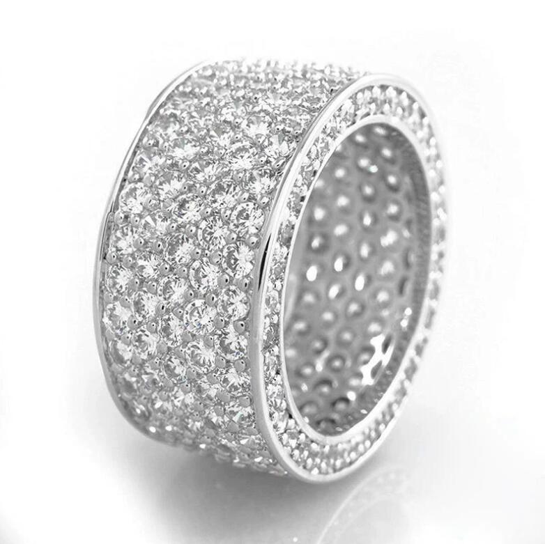2023 Stunning Wedding Rings Luxury Jewelry 10KT White Gold Fill Pave White 5A Cubic Zircon Handmade Circle Party Women Engagement Band Ring Gift