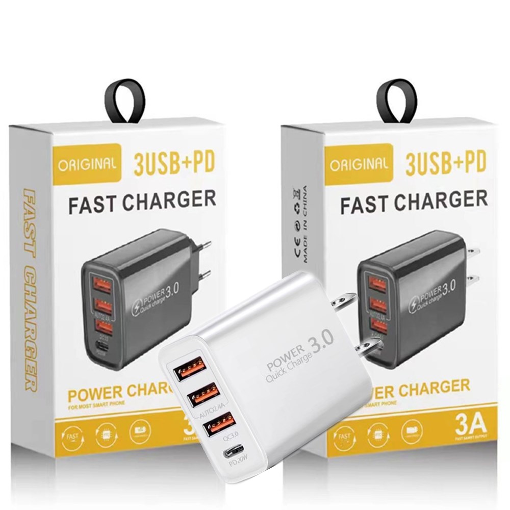 High Speed Quick Charging PD USB C Wall Charger 4 Ports Type c Power Adapter Eu US Plugs For IPhone 12 13 14 15 pro max Samsung S22 S23 Huawei htc lg 