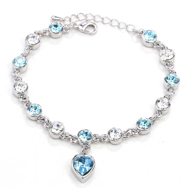 Crystal Heart Blue Bracelet | Fashion Charm Jewelry Gift for Women and Girls 4