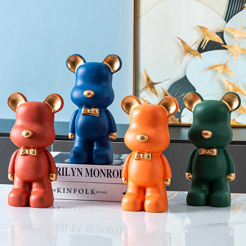 Decorative Objects Figurines 2023 Sculpture Violent Bear Statue Piggy Bank Money Boxes Ornament Desk Accessories Kids Toys Christmas Gift Home Decor G