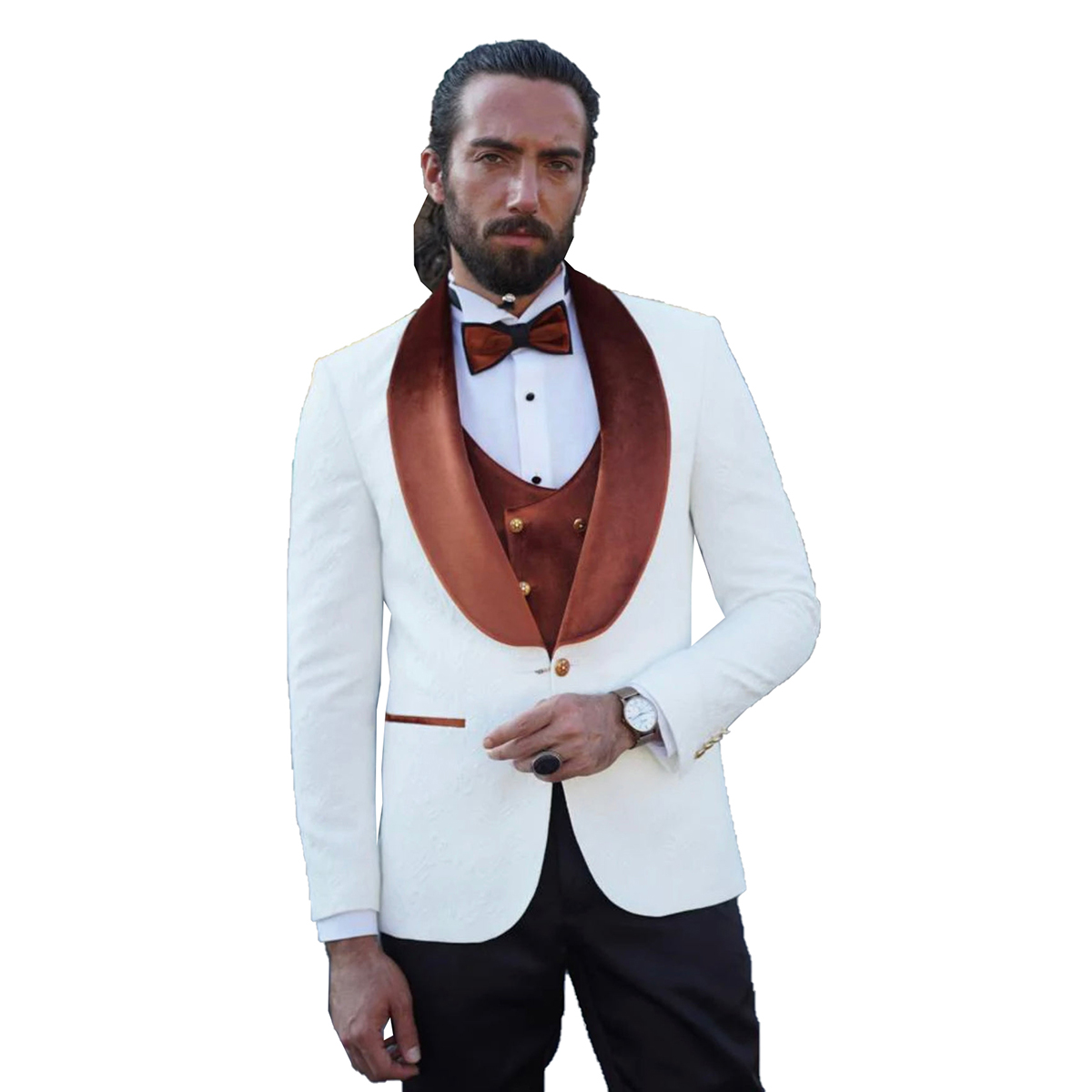 Men Autumn Wedding Party Three Pieces Jacket Trousers Set Male Blazer Coat Pants Vest Fashion Slim Fit Suit