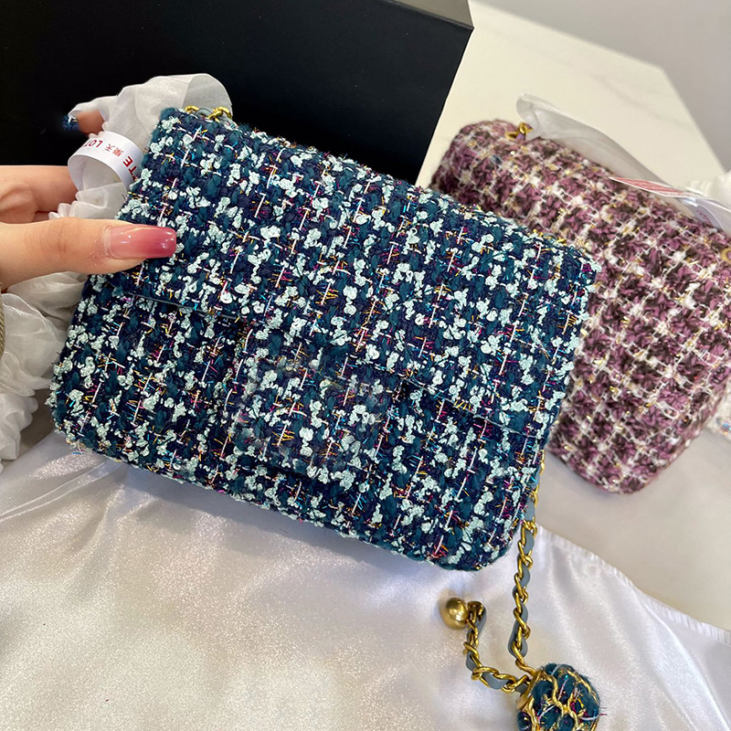 Womens Classic Mini Flap CF Tweed Quilted Bags Crush Pearl Braided Gold Ball Metal Hardware Matelasse Chain Crossbody Shouder Handbags Purple Blue White 17CM, Box
Womens Classic Mini Flap CF Tweed Quilted Bags Crush Pearl Braided Gold Ball Metal Hardware Matelasse Chain Crossbody Shouder Handbags Purple Blue White 17CM, Box