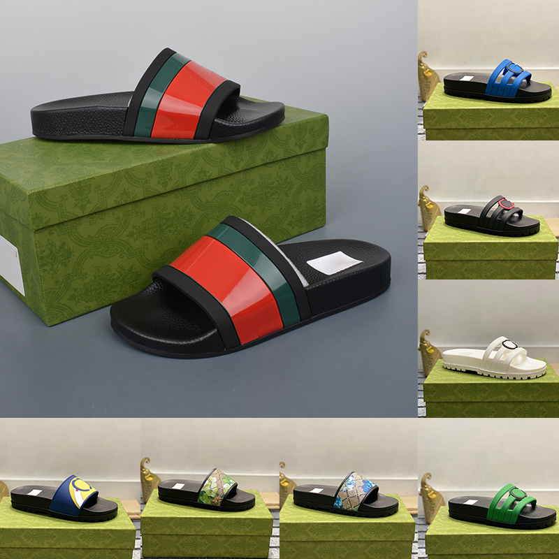 Fashion Designer Rubber Slide Sandal Floral Brocade Men Slipper Gear Bottoms Flip Flops Women Striped Beach Causal Slipper Ladies Dad Sandale