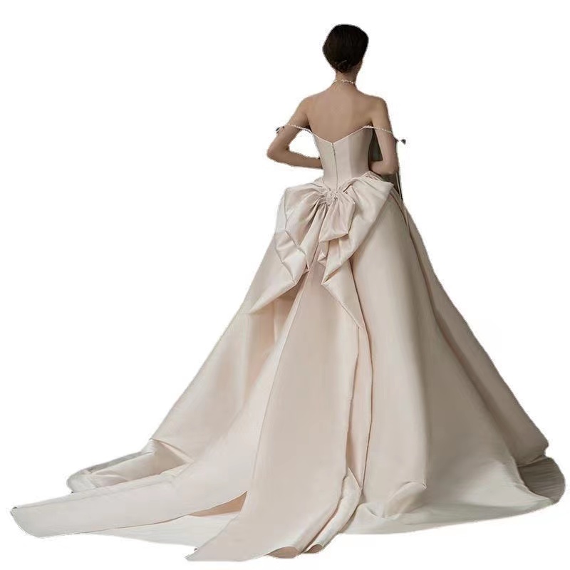 Elegant Beaded Wedding Dresses Mermaid With Detachable strap Ivory Satin Bride Dress Chapel Train Lace Applique Plus Size Bridal Gowns